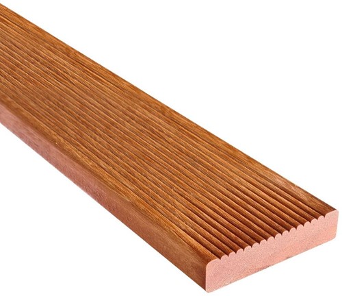 Hardhouten vlonderplank - fijne ribbel/glad - afm. 1,9 x 9 cm - lengte 244 cm