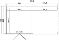 Blokhut Orlando, 581 x 292 cm, met dubbele deur, lessenaarsdak, houtdikte 28 mm, vuren - platinum grey-3