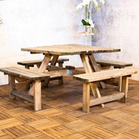 Vierkante picknicktafel Stockholm - afm. 200 x 200  - geimpregneerd grenen-2
