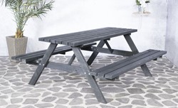 Picknicktafel Julia, afm. 180 x 153 cm, met opklapbare zittingen, zwart grenen