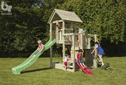 Blue Rabbit 2.0 - toren penthouse, incl. houtpakket en glijbaan - geïmpregneerd 150 cm platformhoogte