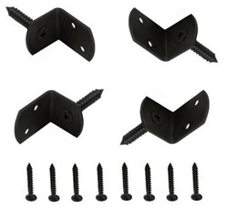 L-beslag zwart gepoedercoat, set van 4 stuks
