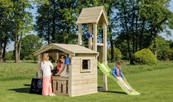 Blue Rabbit 2.0 - speeltoren Lookout, incl. houtpakket en glijbaan - geïmpregneerd 60 cm platformhoogte