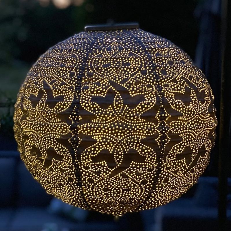 dwaas Permanent een kopje LUMIZ ronde lampion, Marrakesh, op zonne-energie, diam. 30 cm. - taupe bij  Buitengoed