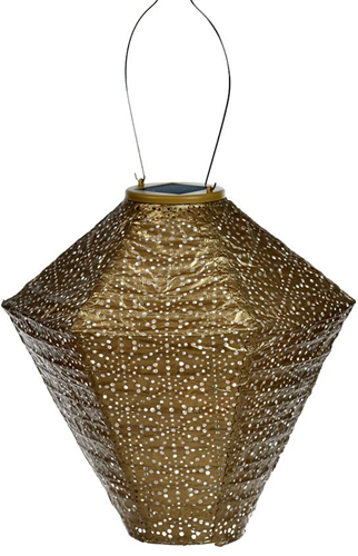 LUMIZ diamant lampion, Sashiko, op zonne-energie, diam. 28 cm, goud