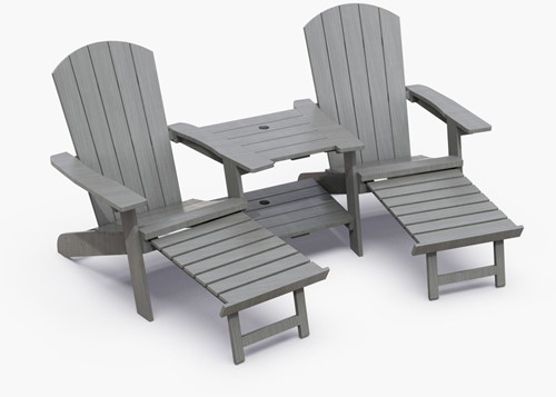 Montreal tete-a-tete relaxstoel - afm. 198 x 138 x 96,5 cm, kunststof - grijs