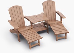 Montreal tete-a-tete relaxstoel - afm. 198 x 138 x 96,5 cm, kunststof - houtlook