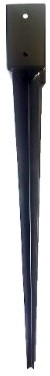 Paalhouder met punt 7 x 7 - lengte 75 cm - zwart gecoat 