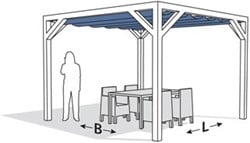 Pergola t.b.v. (Nesling) harmonica schaduwdoek, binnenwerks 3 x 3 m, Stand alone