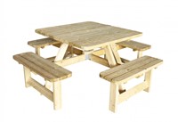 Vierkante picknicktafel Stockholm - afm. 200 x 200  - geimpregneerd grenen