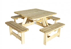 Vierkante picknicktafel Stockholm - afm. 200 x 200  - geimpregneerd grenen
