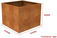 Cortenstalen plantenbak, afm. 100 x 100 x 80 cm-3