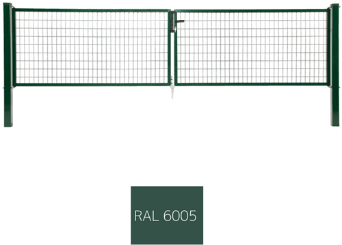 Garden Trade Napoli dubbele poort (2 x 150 cm), vuurverzinkt en expoxy-gecoat - poorthoogte 100 cm - paalhoogte 150 cm - groen (RAL 6005)