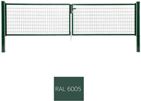 Garden Trade Napoli dubbele poort (2 x 200 cm), vuurverzinkt en expoxy-gecoat - poorthoogte 200 cm - paalhoogte 260 cm - groen (RAL 6005)
