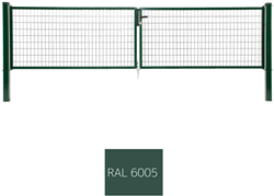 Garden Trade Napoli dubbele poort (2 x 200 cm), vuurverzinkt en expoxy-gecoat - poorthoogte 200 cm - paalhoogte 260 cm - groen (RAL 6005)