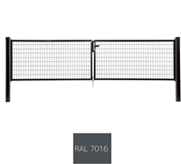 Garden Trade Napoli dubbele poort (2 x 150 cm), vuurverzinkt en expoxy-gecoat - poorthoogte 200 cm - paalhoogte 260 cm - grijs (RAL 7016)