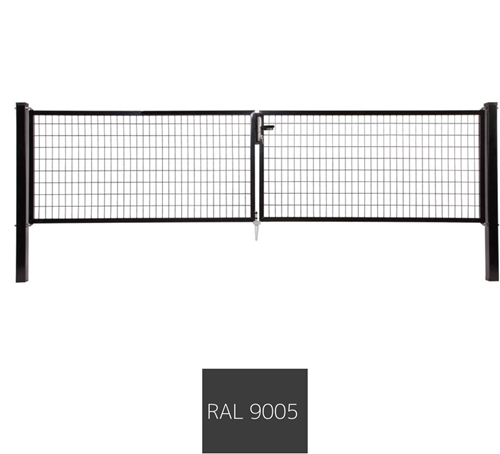 Garden Trade Napoli dubbele poort (2 x 150 cm), vuurverzinkt en expoxy-gecoat - poorthoogte 150 cm - paalhoogte 200 cm - zwart (RAL 9005)