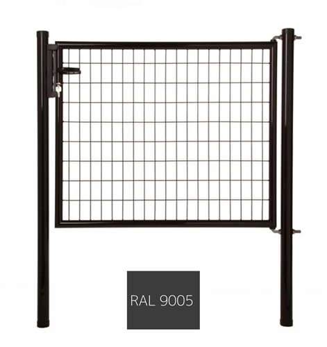 Garden Trade Napoli enkele poort, vuurverzinkt en expoxy-gecoat - poorthoogte 100 cm - paalhoogte 150 cm - zwart (RAL 9005)
