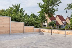 hout-betonschutting sleufpaal systeem | 200 cm hoog | per 1,9 m (plm.) - geimpregneerd grenen stapelprofielen - wit voor stapelprofiel