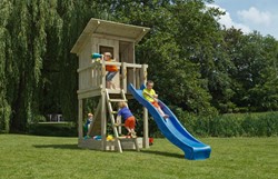 Blue Rabbit 2.0 - toren beach hut , incl. houtpakket en glijbaan - geïmpregneerd 120 cm platformhoogte