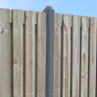 beton T-paal 10x10x275, 74 cm sleuf, glad met bolkop, antraciet