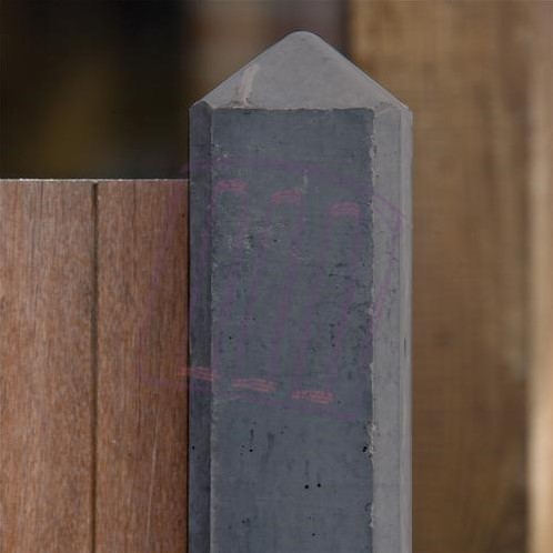 beton T-paal 10x10x275, 74 cm sleuf, glad met diamantkop, antraciet