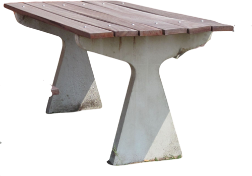 tafel met betonvoet in antraciet met hardhouten planken