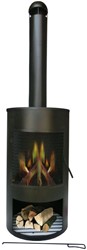 Tuinhaard Drumpot, diam. 45 cm, hoogte 158 cm, zwart gepoedercoat metaal, showmodel