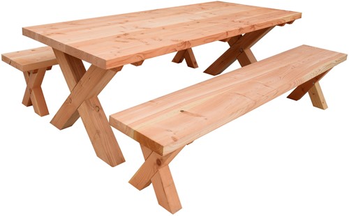 Tuinset Xavi, tafel met 2 banken, douglas