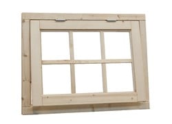 Uitzetraam 6-ruits, buitenmaat 91 x 70 cm, vurenhout  - onbehandeld (blank) vuren