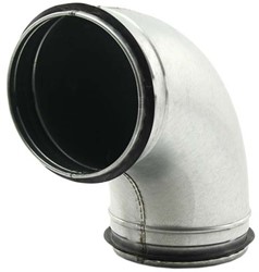Verzinkte bocht 90 graden, rond 80 mm.