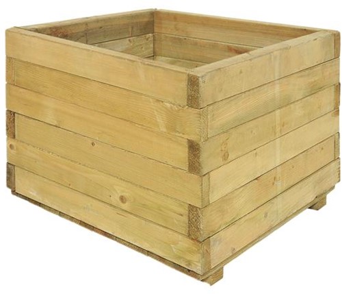 Woodvision houten bloembak, afm.  60 x 60 x 45 cm, geimpregneerd vuren, op=op