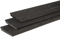 Zweeds rabat, afm.  1,1/2,7 x 19,5 cm, 17,5 cm werkend, douglas, zwart gedompeld - 500 cm