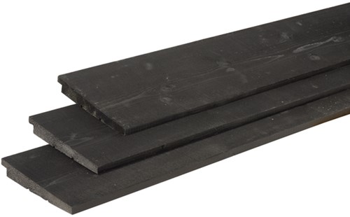 Zweeds rabat, afm.  1,1/2,7 x 19,5 cm, 17,5 cm werkend, douglas, zwart gedompeld - 400 cm